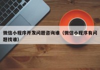 微信小程序开发问题咨询谁（微信小程序有问题找谁）