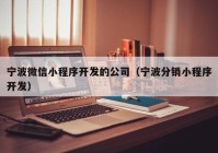 宁波微信小程序开发的公司（宁波分销小程序开发）