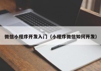 微信小程序开发入门（小程序微信如何开发）