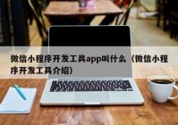 微信小程序开发工具app叫什么（微信小程序开发工具介绍）