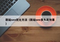 新站seo优化方法（新站seo多久出效果）