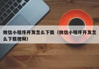 微信小程序开发怎么下载（微信小程序开发怎么下载视频）